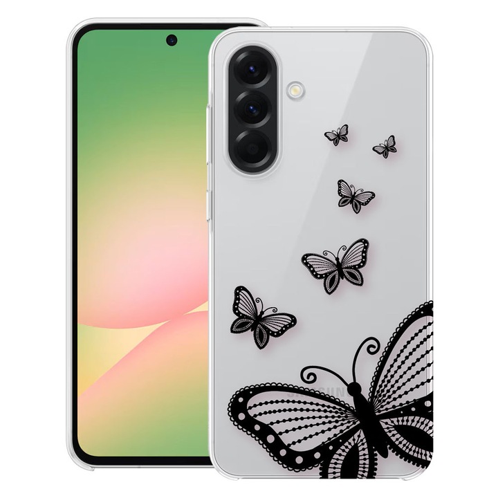 BestCase® Tok Samsung Galaxy A17 5G-hez pillangó mintával, átlátszó vékony szilikon, ütésálló, 2059629 T 79