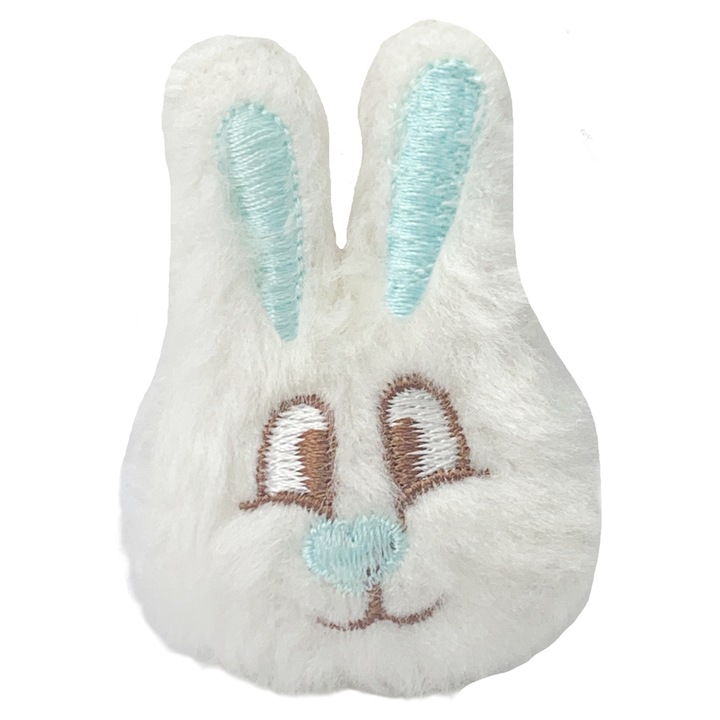 Aplikatie iepure din plus KAMEA ecru si albastru, 7x5cm, set 5 bucati