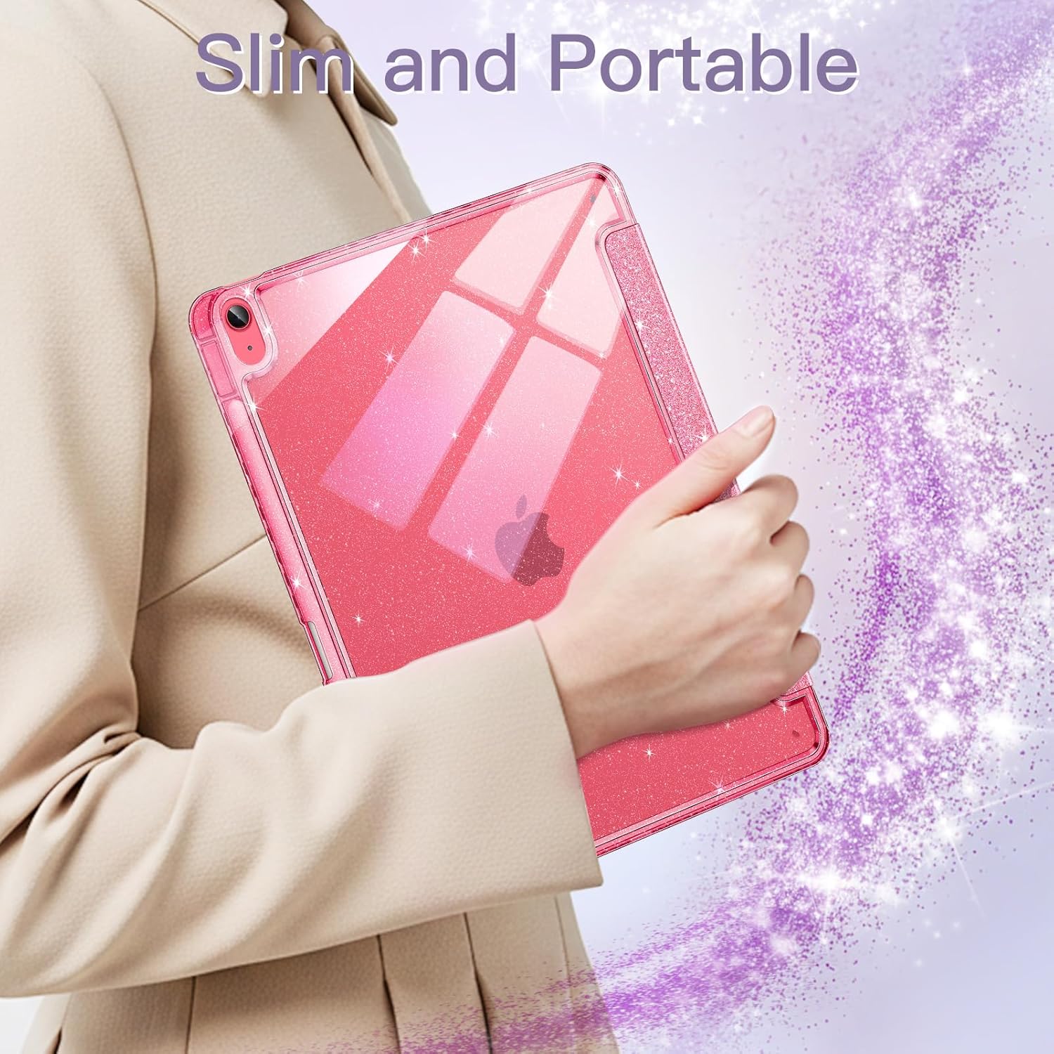 Husa de protectie pentru tableta, potrivita pentru iPad 10th 10.9" 2022/iPad (A16) 11th 2025, functie automata trezire/sleep, cu tava pentru stilouri, Roz