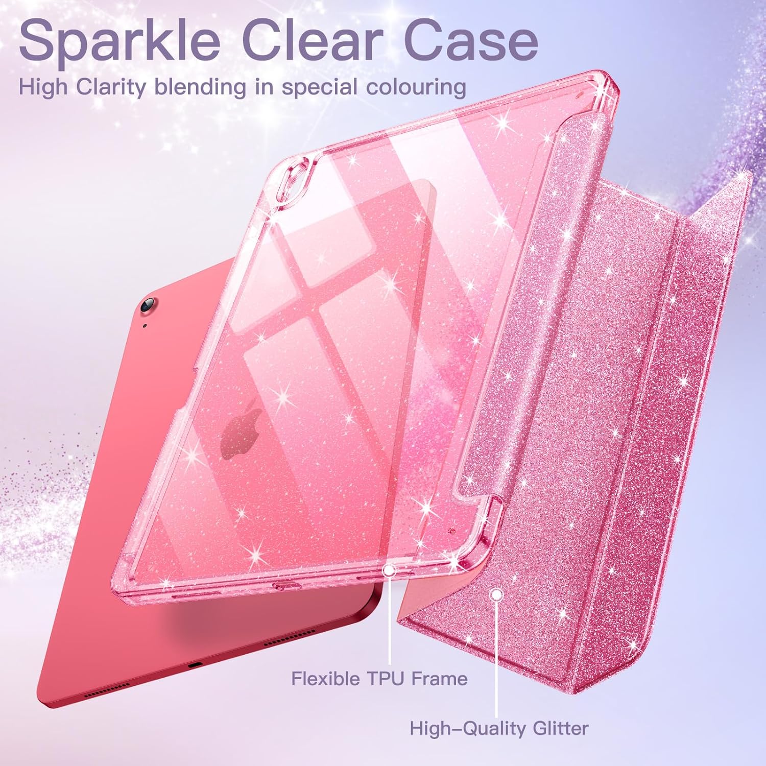 Husa de protectie pentru tableta, potrivita pentru iPad 10th 10.9" 2022/iPad (A16) 11th 2025, functie automata trezire/sleep, cu tava pentru stilouri, Roz