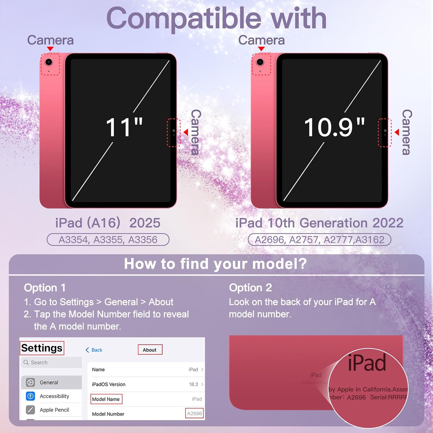 Husa de protectie pentru tableta, potrivita pentru iPad 10th 10.9" 2022/iPad (A16) 11th 2025, functie automata trezire/sleep, cu tava pentru stilouri, Roz