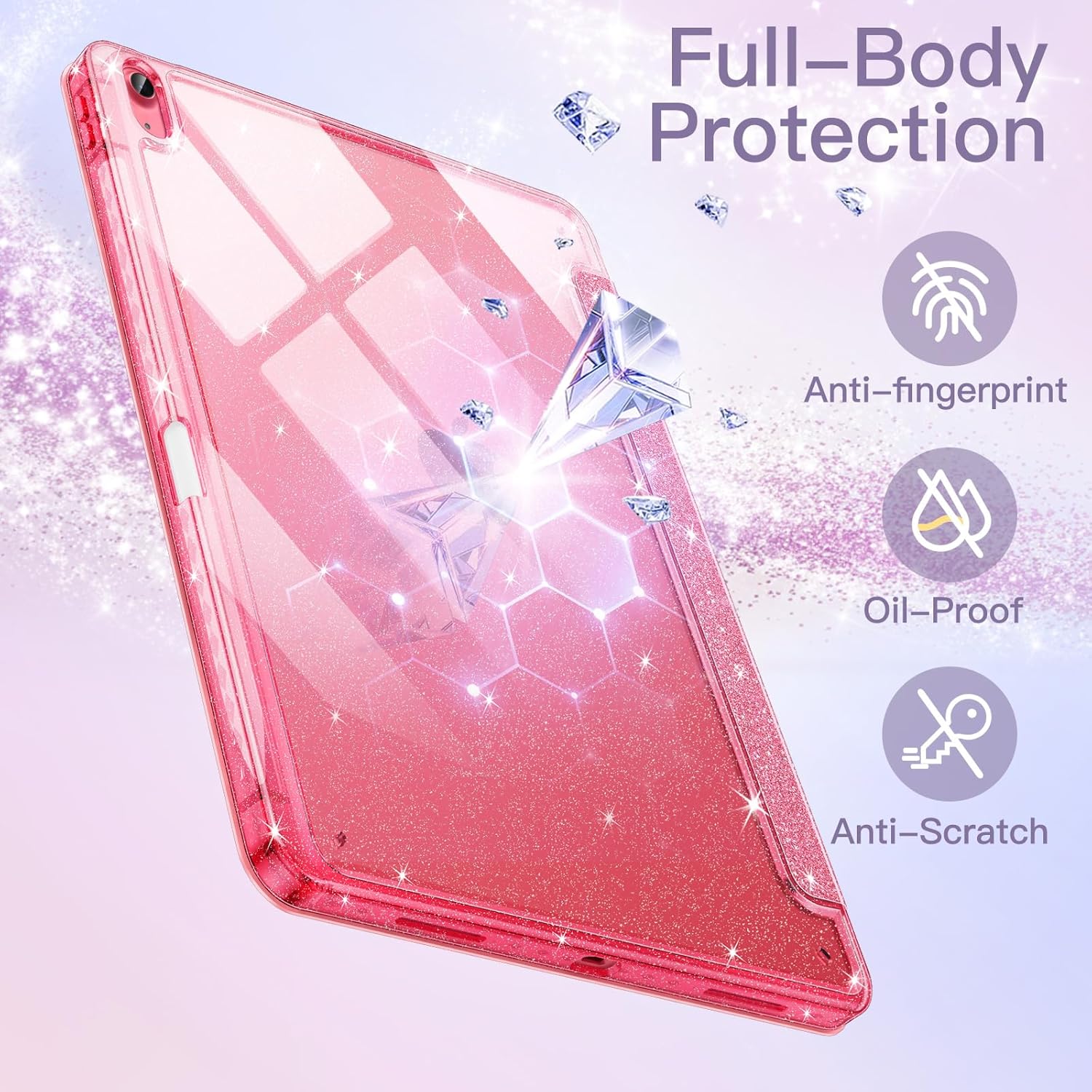 Husa de protectie pentru tableta, potrivita pentru iPad 10th 10.9" 2022/iPad (A16) 11th 2025, functie automata trezire/sleep, cu tava pentru stilouri, Roz