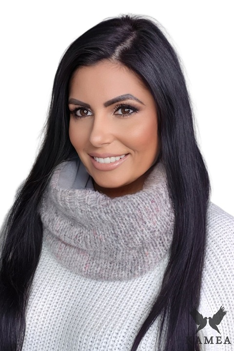 Дамски шал KAMEA, мохер, топъл, лек, сив