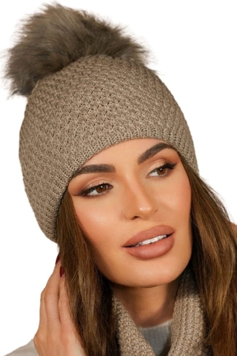 Női sapka KAMEA RUBBI, többszínű, pomponnal, téli