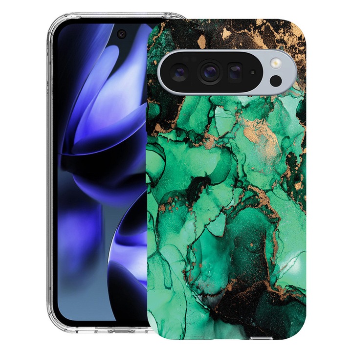 BestCase® Husa pentru Google Pixel 10 / Pixel 10 Pro cu Design Dark Marble, Clear Slim Silicon, Antisoc, 2042412 T 890