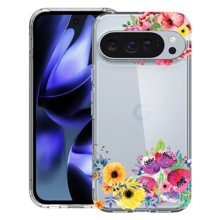 BestCase® Husa pentru Google Pixel 10 / Pixel 10 Pro cu Design Flowers, Clear Slim Silicon, Antisoc, 2042412 T 56