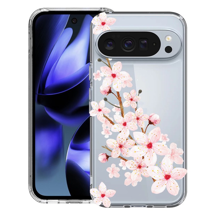 BestCase® Husa pentru Google Pixel 10 / Pixel 10 Pro cu Design Spring Flower, Clear Slim Silicon, Antisoc, 2042412 T 62