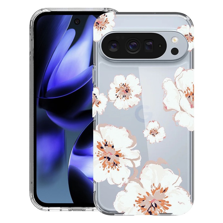 BestCase® Husa pentru Google Pixel 10 / Pixel 10 Pro cu Design Pastel Colors - Flowers, Clear Slim Silicon, Antisoc, 2042412 T 499