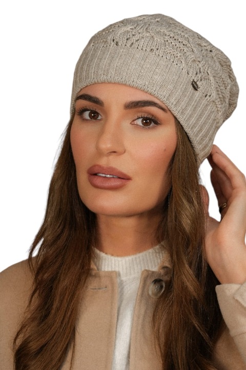 Caciula de iarna dama KAMEA, bej, material moale, captuseala izolanta, set