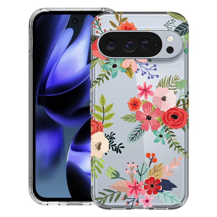BestCase® Husa pentru Google Pixel 10 / Pixel 10 Pro cu Design Flowers, Clear Slim Silicon, Antisoc, 2042412 T 630
