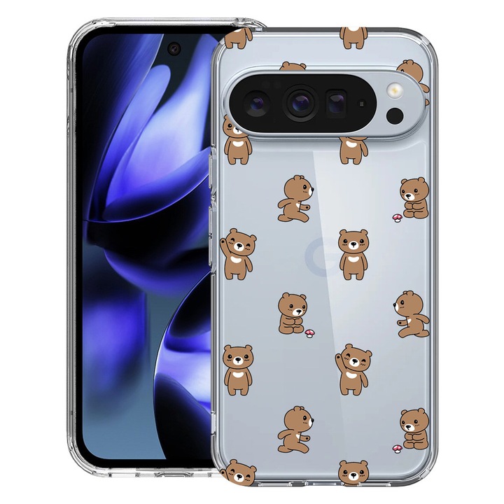 BestCase® Husa pentru Google Pixel 10 / Pixel 10 Pro cu Design Teddy Bear Pattern, Clear Slim Silicon, Antisoc, 2042412 T 970