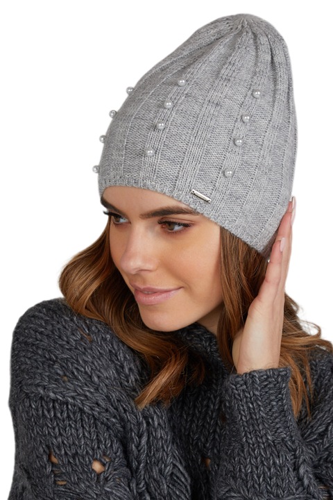 Női sapka MONNARI CZAPKA-15, szürke, gyöngyökkel, őszi-téli szezon
