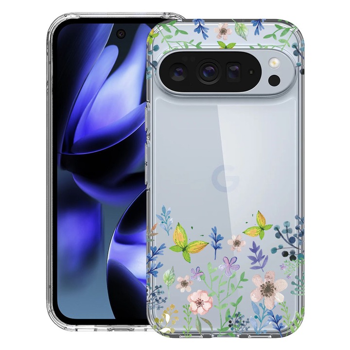 BestCase® Husa pentru Google Pixel 10 / Pixel 10 Pro cu Design Butterfly Flowers, Clear Slim Silicon, Antisoc, 2042412 T 95