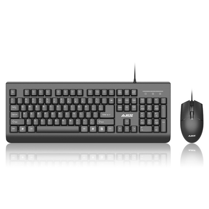 Комплект кабелна настолна клавиатура AJAZZ ® 104 клавиша, напълно оборудвана ергономична клавиатура, комплект мишка от две части