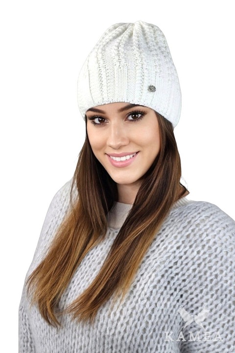 Női sapka KAMEA FILONA, ekrü színű, polár béléssel, őszi-téli szezonra