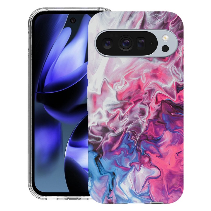 BestCase® Husa pentru Google Pixel 10 / Pixel 10 Pro cu Design Marble Pink and Blue, Clear Slim Silicon, Antisoc, 2042412 T 891