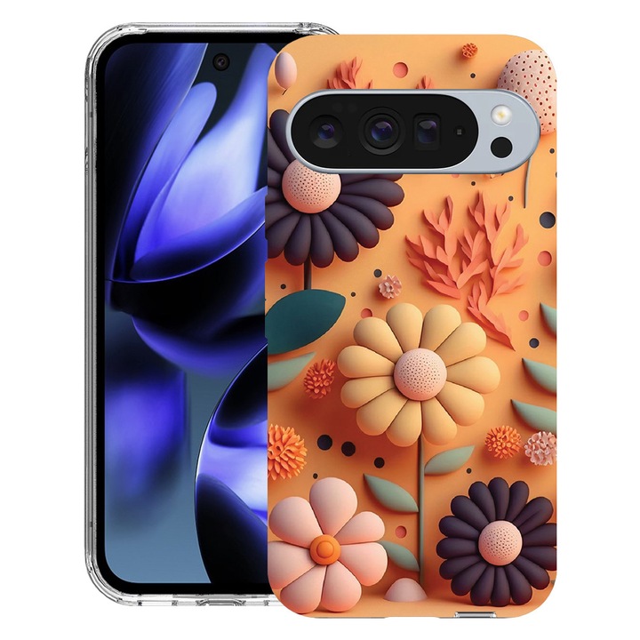 BestCase® Husa pentru Google Pixel 10 / Pixel 10 Pro cu Design Happy Flowers, Clear Slim Silicon, Antisoc, 2042412 T 1149