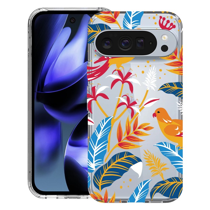 BestCase® Husa pentru Google Pixel 10 / Pixel 10 Pro cu Design Colored Birds, Clear Slim Silicon, Antisoc, 2042412 T 769