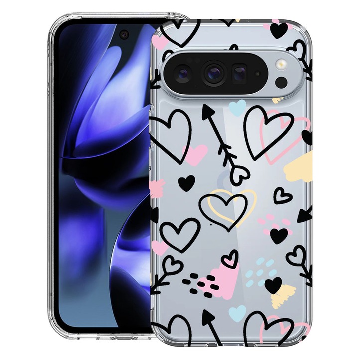 BestCase® Husa pentru Google Pixel 10 / Pixel 10 Pro cu Design Love Symbols, Clear Slim Silicon, Antisoc, 2042412 T 764