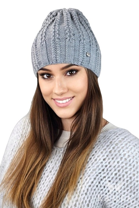 Női sapka KAMEA FILONA, meleg, szürke, őszi-téli szezonra