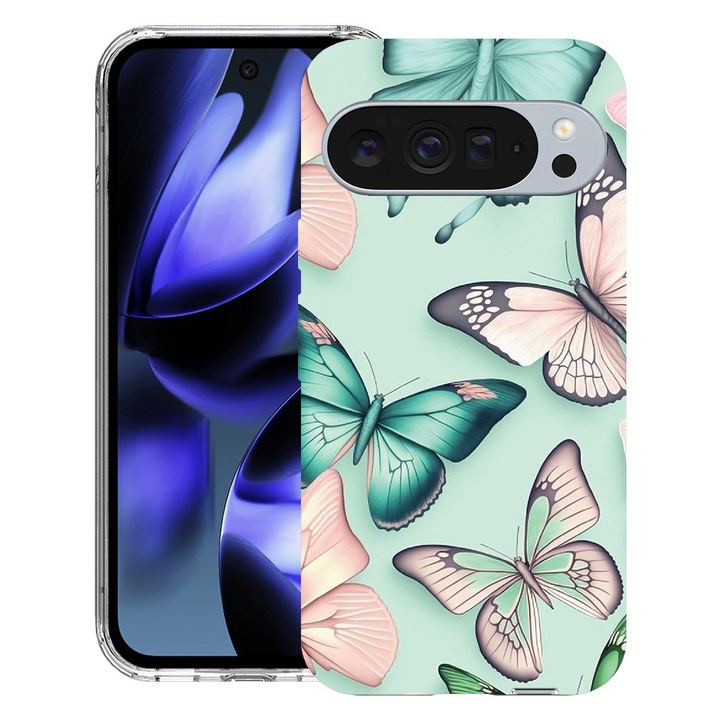 BestCase® Husa pentru Google Pixel 10 / Pixel 10 Pro cu Design Butterfly Pattern, Clear Slim Silicon, Antisoc, 2042412 T 1227