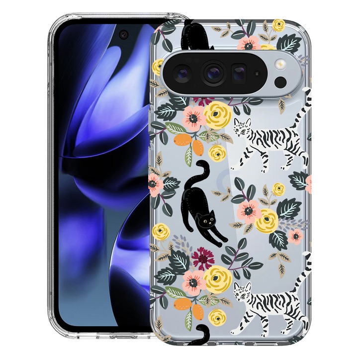 BestCase® Husa pentru Google Pixel 10 / Pixel 10 Pro cu Design Cat Pattern, Clear Slim Silicon, Antisoc, 2042412 T 1429