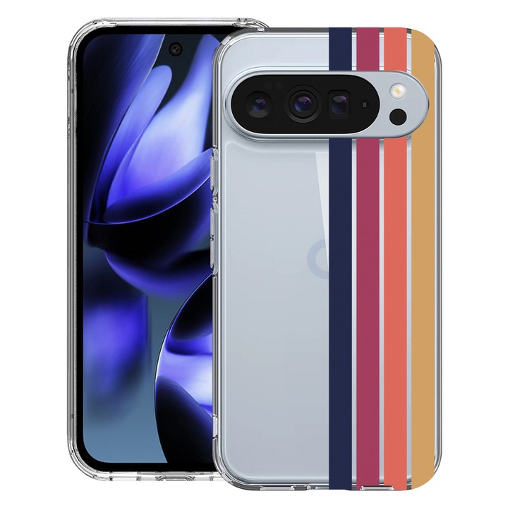 BestCase® Husa pentru Google Pixel 10 / Pixel 10 Pro cu Design Retro Lines, Clear Slim Silicon, Antisoc, 2042412 T 1478