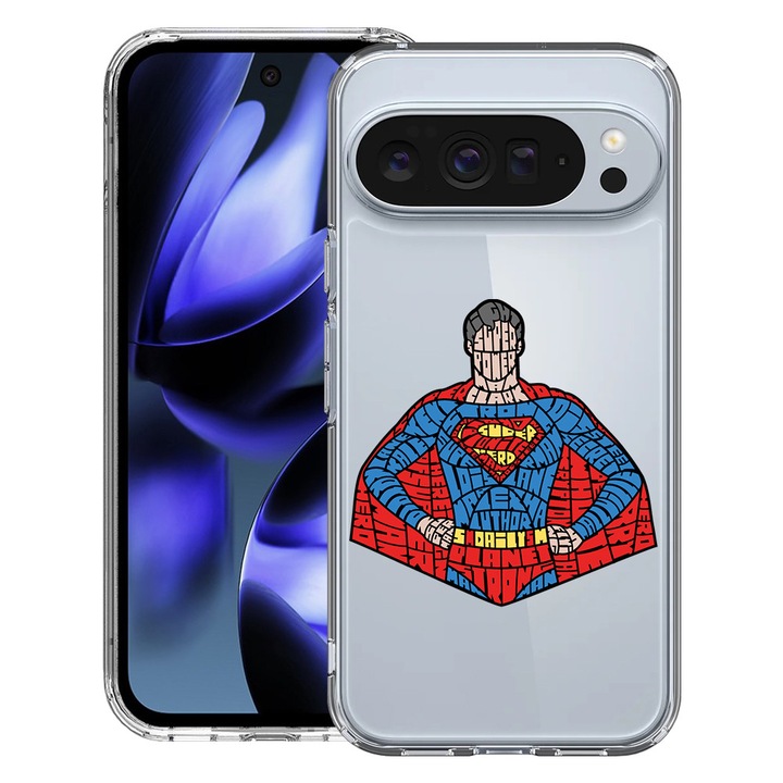BestCase® Husa pentru Google Pixel 10 / Pixel 10 Pro cu Design Calligraphy Superman, Clear Slim Silicon, Antisoc, 2042412 T 1523