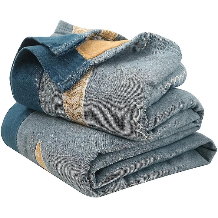 Patura din bumbac, design boho, 150x200cm, multicolor, lavabila