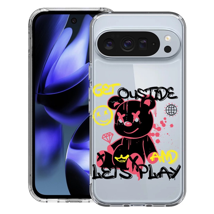 BestCase® Husa pentru Google Pixel 10 / Pixel 10 Pro cu Design Teddy Bear Lets Play, Clear Slim Silicon, Antisoc, 2042412 T 1554