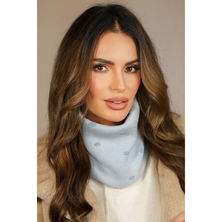 Дамски шал KAMEA на точки, син, 30x45см