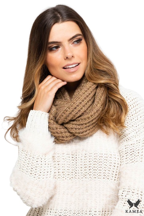 Дамски шал KAMEA мериносова вълна, цвят камел бежов
