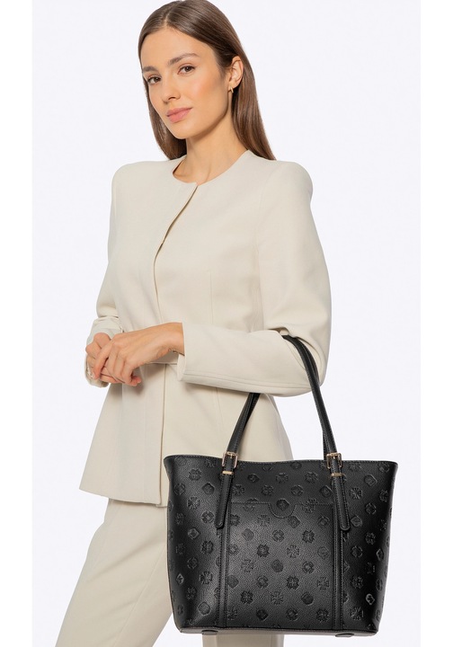 Шопър чанта от еко кожа, WITTCHEN, черна, с две регулируеми дръжки, практично разпределение