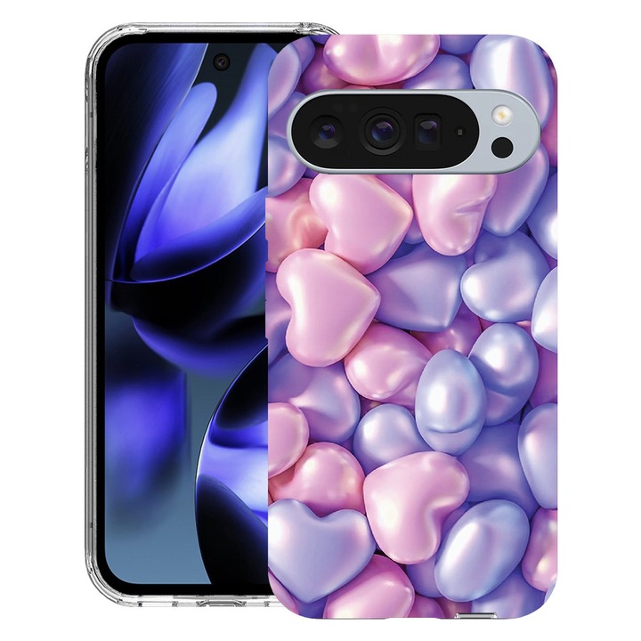 BestCase® Husa pentru Google Pixel 10 / Pixel 10 Pro cu Design Colored Hearts, Clear Slim Silicon, Antisoc, 2042412 T 1146