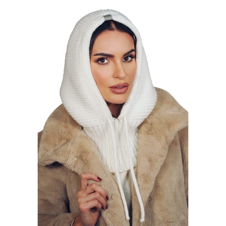 Gluga Kamea, alb, 85% acril, 15% poliamida