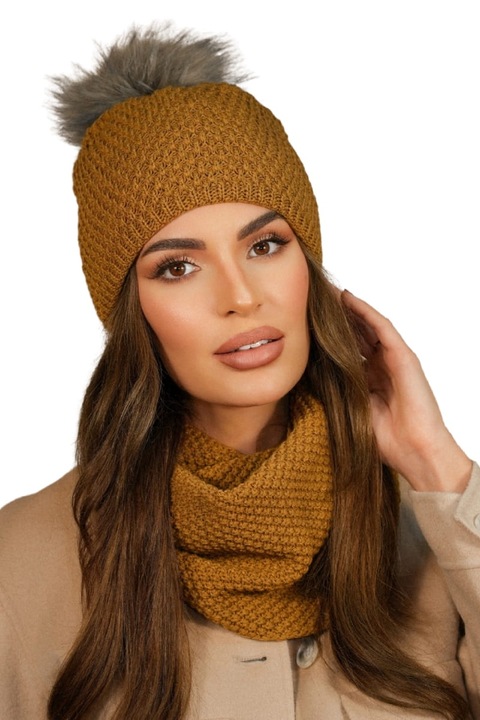 KAMEA sapka és sál szett, puha anyagból, őszi-téli szezonra