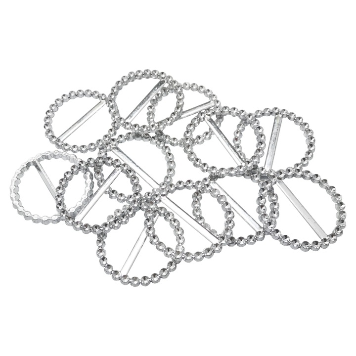 Cleme KAMEA, plastic, 3,5cm, set 10 bucati, argintiu