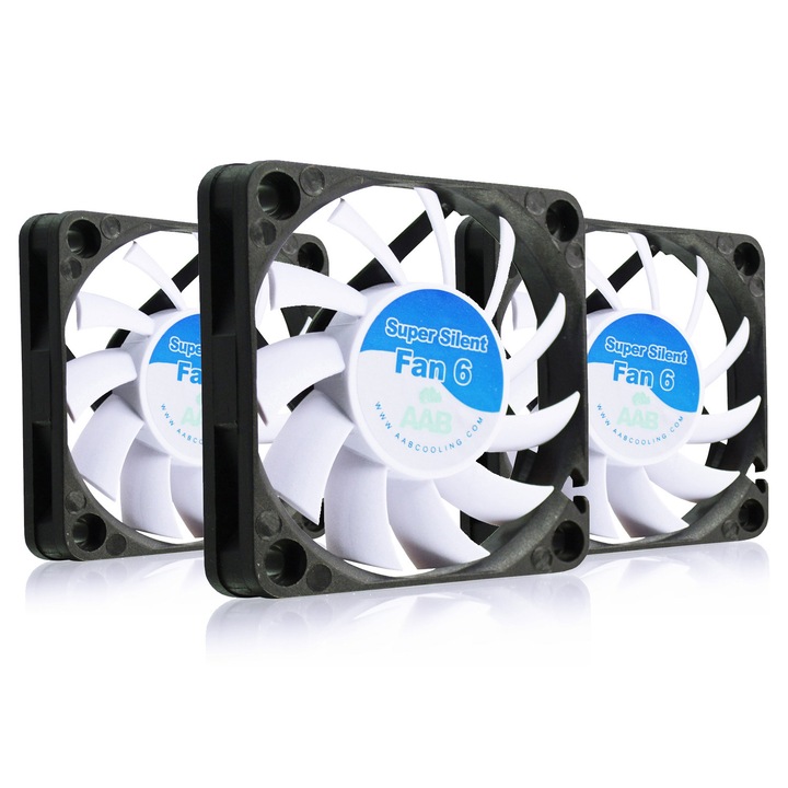 3 darab AABCOOLING Super Silent Fan 6 ventilátor, 60x60x10 mm, 17.3 dB, 2500 RPM, 3 tűs