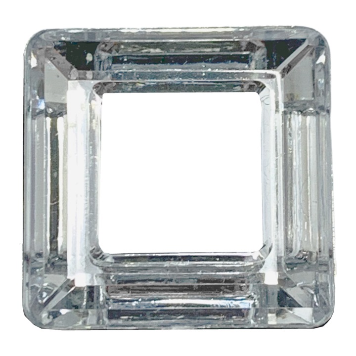 Fém bross KAMEA, négyzet, ezüst, 3x3cm, 10 darabos szett