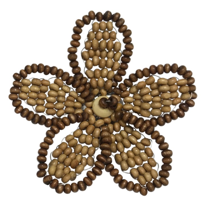 Floare din margele de lemn, KAMEA, set 2 bucati, diametru 6 cm