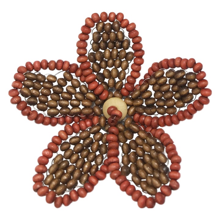 Floare din margele de lemn, KAMEA, 6cm, set 2 buc.