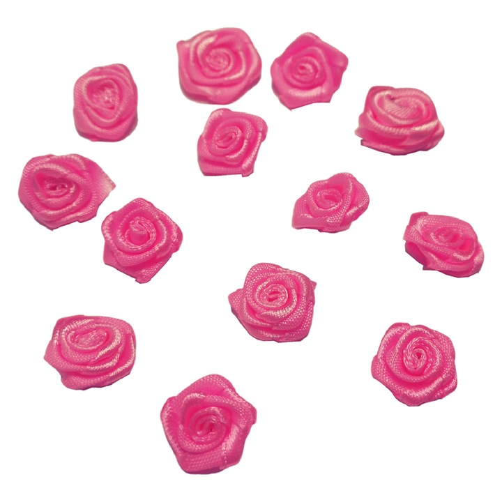 10 darab szatén virág szett, KAMEA, 1.5 cm, rózsaszín