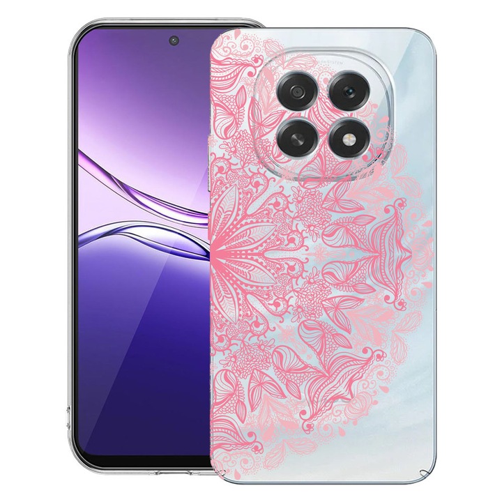 BestCase® Калъф за OPPO F29 с дизайн на розова дантела, прозрачен тънък силикон, противоударен, 2052036 T 21