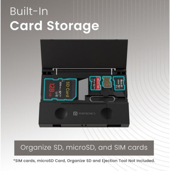 Portronics Mport 30 Plus kártyaolvasó, USB hub, CF támogatás, kompakt kialakítás, fekete szín