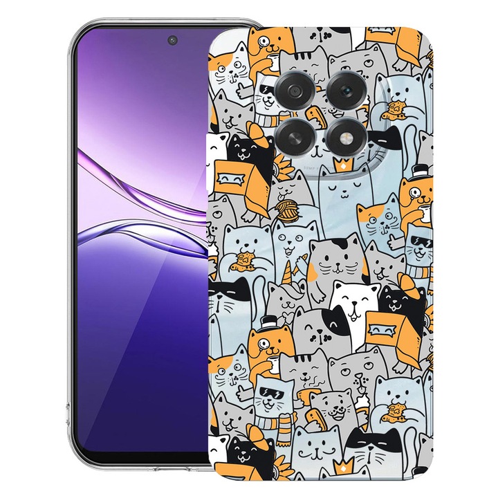 BestCase® Калъф за OPPO F29 Pro с дизайн на котка, прозрачен тънък силикон, противоударен, 2052037 T 1030