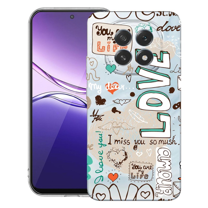 BestCase® Калъф за OPPO F29 Pro с дизайн Love, прозрачен тънък силикон, противоударен, 2052037 T 25