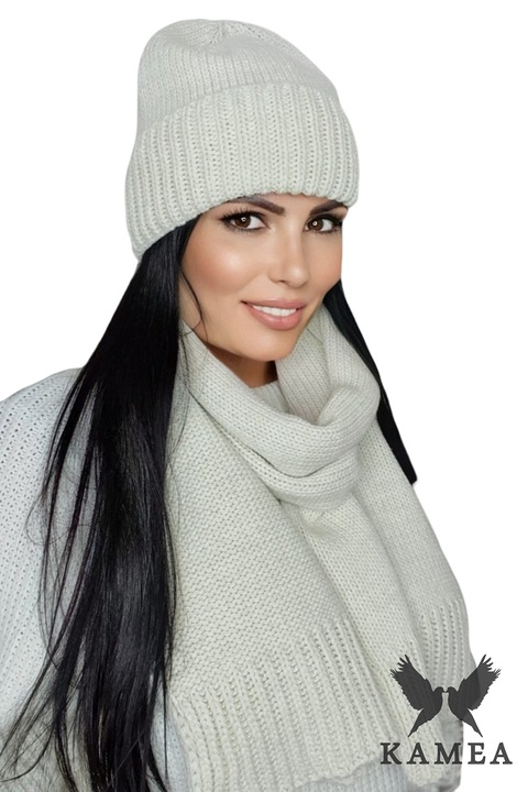 Női sapka KAMEA RAISA, ekrü színű, kényelmes, őszi-téli szezonra