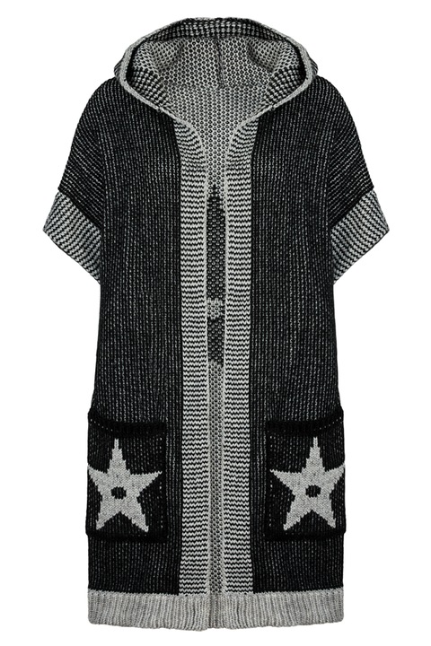 Cardigan dama, KaMeA, Negru/Gri, One Size INTL