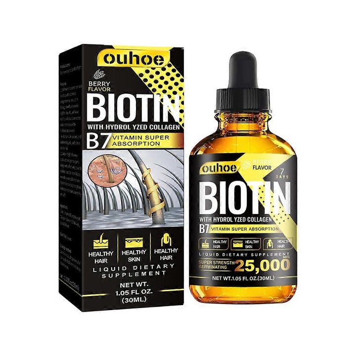Ulei esential pentru ingrijirea parului, anti-cadere, biotina, colagen hidrolizat, 30ml Ouhoe