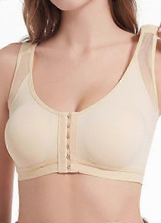 Sutien postoperatoriu, inchidere frontala, bej, material elastic